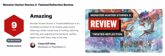 《怪物猎人物语3：命运双龙》IGN 9分！系列最佳